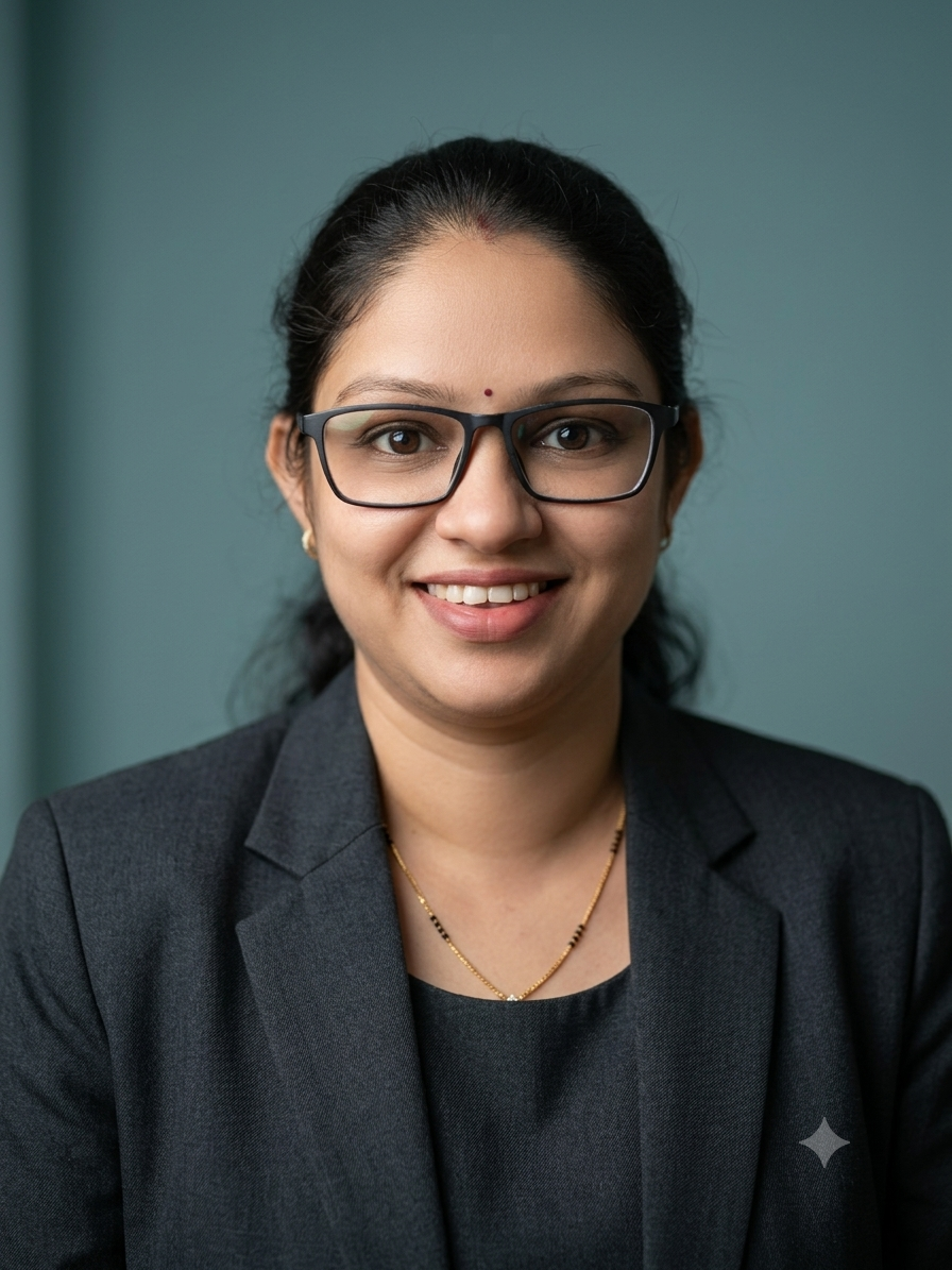 Founder Ashwini Pawar presenting a reassuring, warm professional portrait